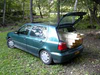 Lumber in car